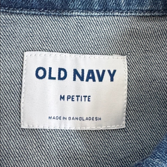 Old Navy blue jean tie waist utility jacket with four front pockets button close - Picture 14 of 16